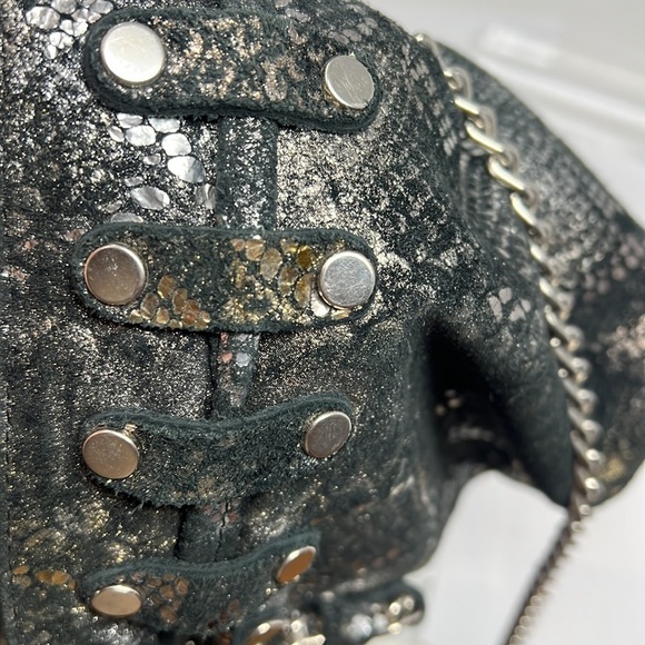 Posse Suede Metallic Drawstring Shoulder Bucket Bag - Picture 10 of 12